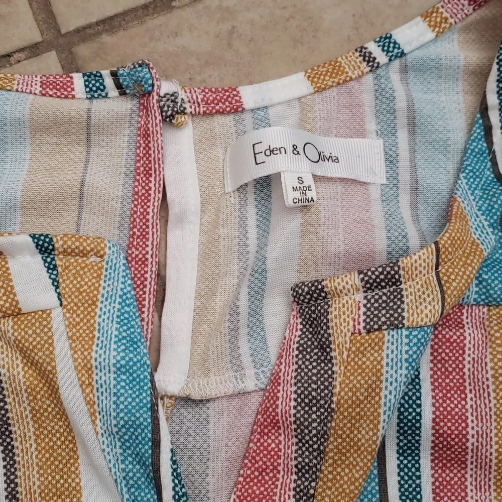 Eden & Olivia Sleeveless Striped Summer Top- S - Picture 2 of 4